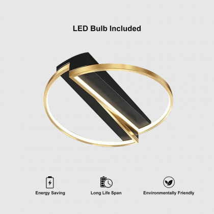 HMR - Modern LED Geometric Flush Mount Light in Gold & Black