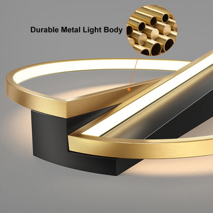 HMR - Modern LED Geometric Flush Mount Light in Gold & Black