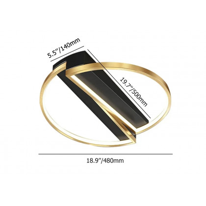 HMR - Modern LED Geometric Flush Mount Light in Gold & Black