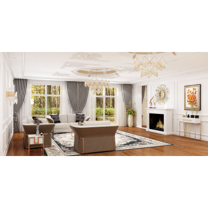HMR - Modern Faux Leather Living Room Sofa Set in Brown & White Set of 3