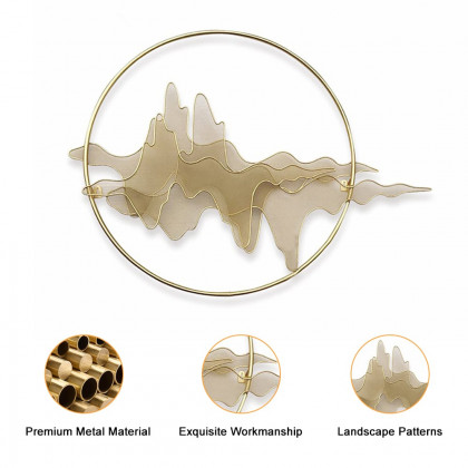 HMR - Natural Abstract Landscape Wall Decor 3D Gold Metal Wall Art 39.4" x 26.8" Living Room