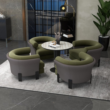 HMR - Modern Green Boucle Upholstered Accent Chair with Round Back