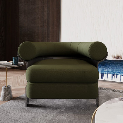 HMR - Modern Green Boucle Upholstered Accent Chair with Round Back