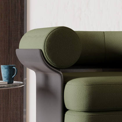 HMR - Modern Green Boucle Upholstered Accent Chair with Round Back