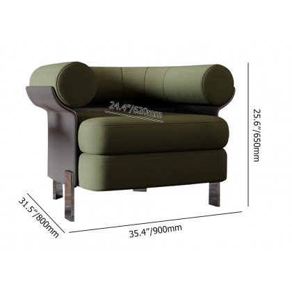 HMR - Modern Green Boucle Upholstered Accent Chair with Round Back