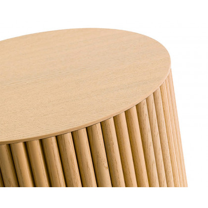 HMR Round Wood Coffee Table with Storage - Natural, Set of 2