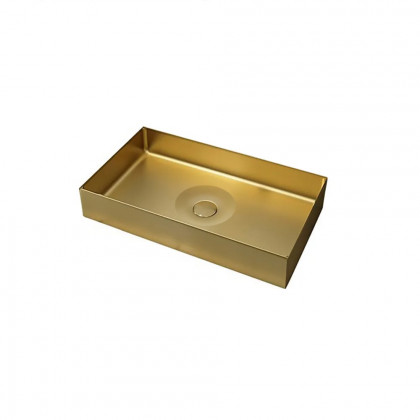 HMR Contemporary Rectangular Stainless Steel Vessel Sink Luxury Wash Sink - Gold, 21.65"