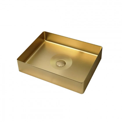 HMR Contemporary Rectangular Stainless Steel Vessel Sink Luxury Wash Sink - Gold, 18.5"