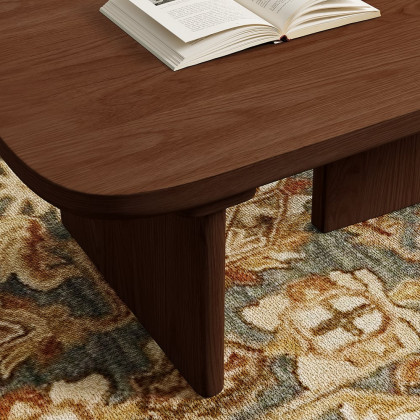 HMR Rectangular Coffee Table with Abstract Base - Walnut