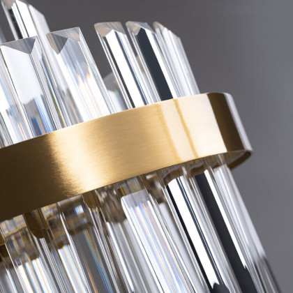 HMR - Fixedo Modern Tiered Crystal LED Chandelier in Brass Pendant Light