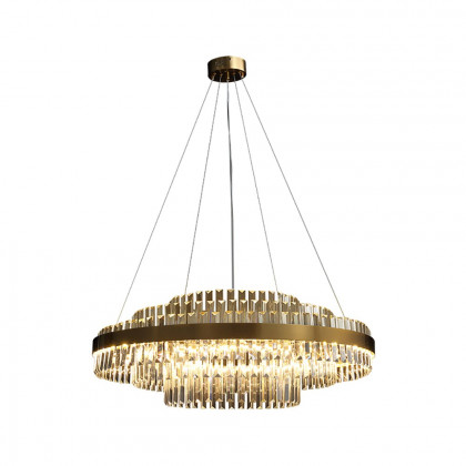 HMR - Fixedo Modern Tiered Crystal LED Chandelier in Brass Pendant Light