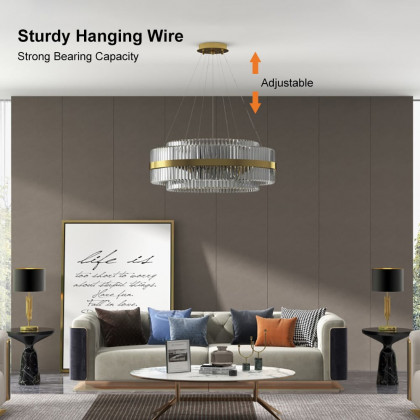 HMR - Fixedo Modern Tiered Crystal LED Chandelier in Brass Pendant Light