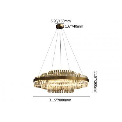 HMR - Fixedo Modern Tiered Crystal LED Chandelier in Brass Pendant Light