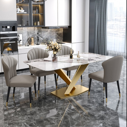 HMR Modern Style Rectangular Sintered Stone Dining Table - 70.9" (Seats 4-6 People)