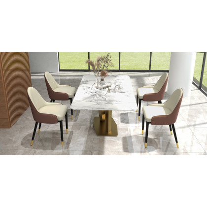 HMR Modern Style Rectangular Sintered Stone Dining Table - 70.9" (Seats 4-6 People)