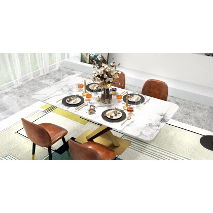 HMR Modern Style Rectangular Sintered Stone Dining Table - 70.9" (Seats 4-6 People)