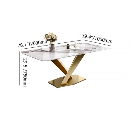 HMR - Modern Style Rectangular Sintered Stone Dining Table