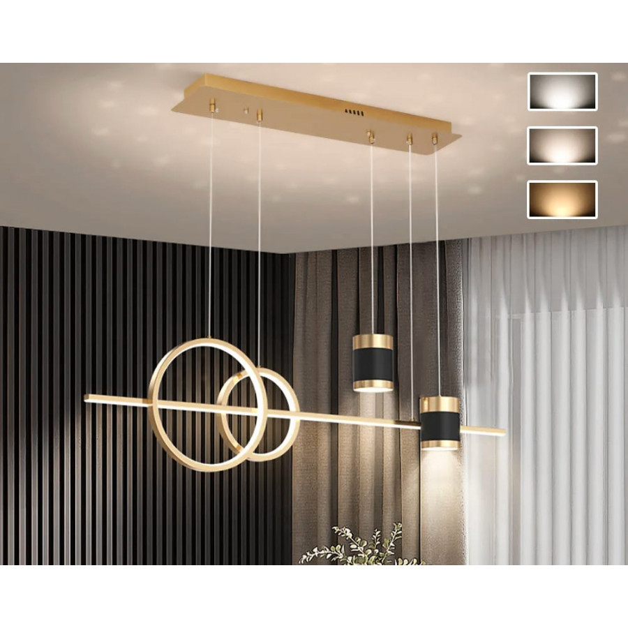 HMR Kitchen Island Light Geometric Starry Reflection Hanging Light 3-Way - Gold