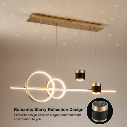 HMR Kitchen Island Light Geometric Starry Reflection Hanging Light 3-Way - Gold