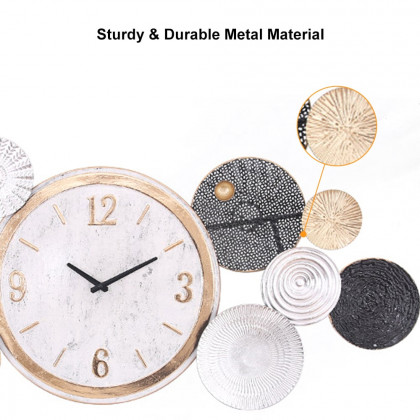 HMR - Modern Mute Metal Wall Clock with Distressed Multiple Round Shape