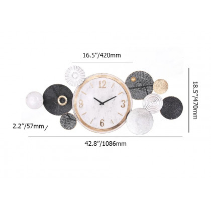HMR - Modern Mute Metal Wall Clock with Distressed Multiple Round Shape
