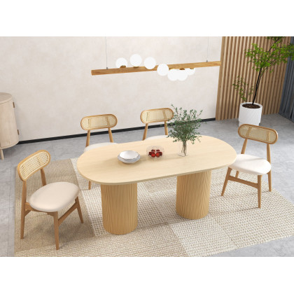 HMR - Japandi Style Oval Wood Dining Table