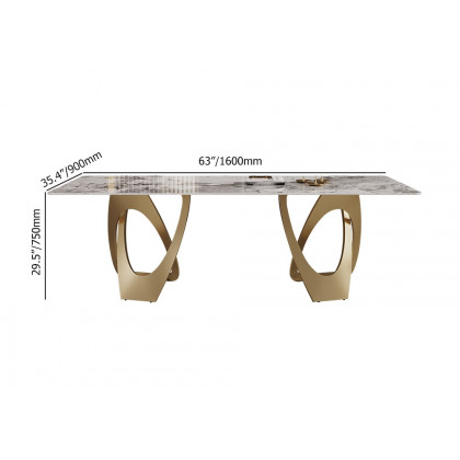 HMR Modern Rectangle Sintered Stone Dining Table - 63" (Seats 6-8 People)