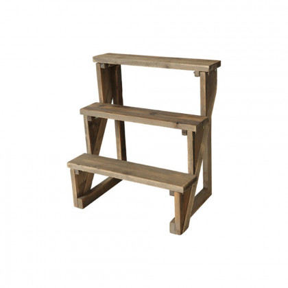 HMR - Wooden 3-Tier Plant Pots Stand for Outdoor in Distressed Brown