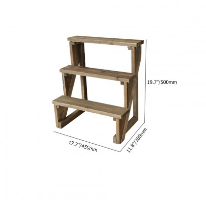 HMR - Wooden 3-Tier Plant Pots Stand for Outdoor in Distressed Brown