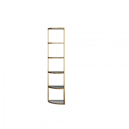 HMR - 6-Tier Modern Fan-Shaped Shelves Standing Corner Shelf in White & Gold