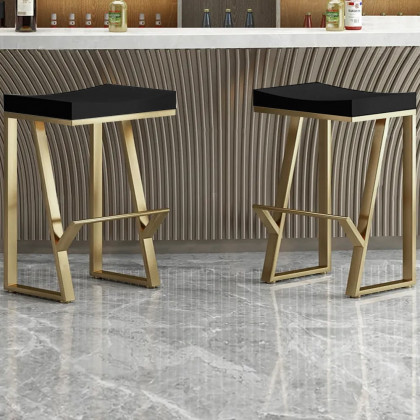 HMR Modern Counter Stools with Upholstery - Black