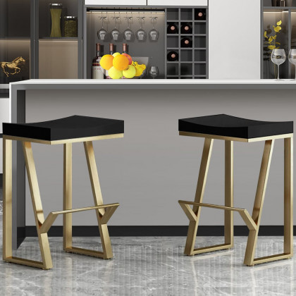 HMR Modern Counter Stools with Upholstery - Black