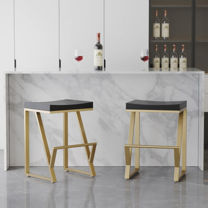 HMR Modern Counter Stools with Upholstery - Black
