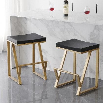 HMR Modern Counter Stools with Upholstery - Black