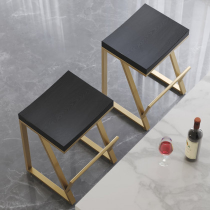 HMR Modern Counter Stools with Upholstery - Black