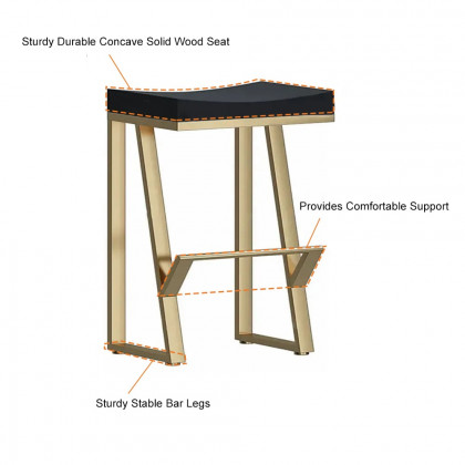 HMR Modern Counter Stools with Upholstery - Black