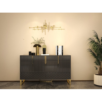 HMR - 3D Geometric Patterns Wall Decor with Overlapping Effects in Metal
