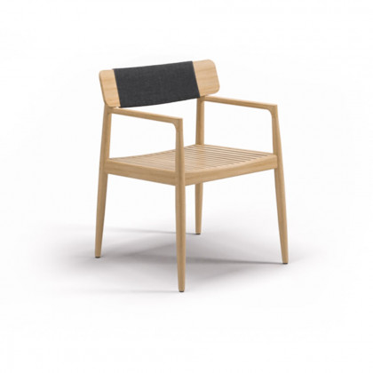 HMR - Modern Wood Outdoor Patio Dining Chair Armchair in Natural (Set of 2）