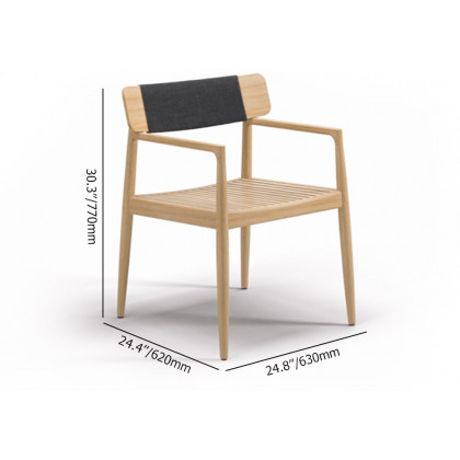 HMR - Modern Wood Outdoor Patio Dining Chair Armchair in Natural (Set of 2）