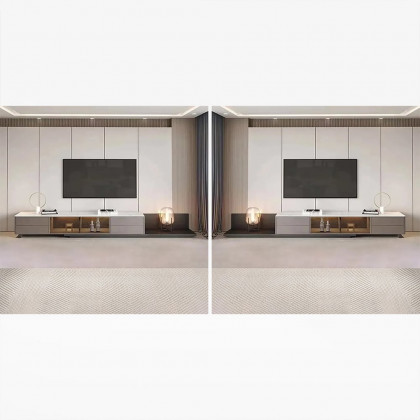 HMR - Italian Style Retractable TV Stand with 4 Drawers & LED Light for TV Up to 120 Inch