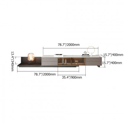 HMR - Italian Style Retractable TV Stand with 4 Drawers & LED Light for TV Up to 120 Inch