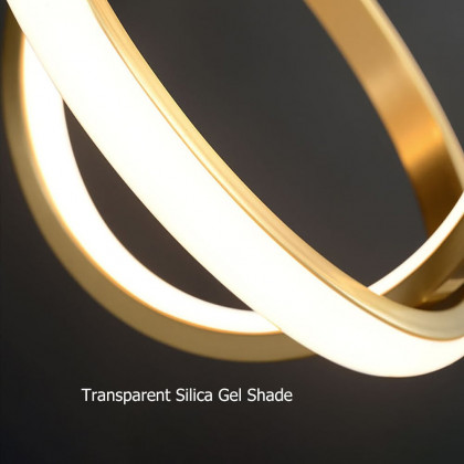 HMR - Gold Geometric Pendant Light 2-Ring LED Hanging Light in Brass