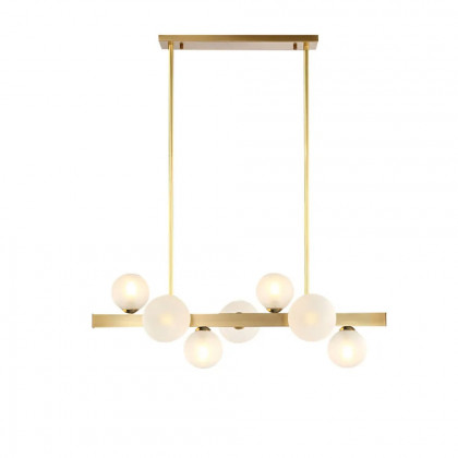 HMR Modern Island Light Fixture for Kitchen Linear Chandelier Glass Shade - Gold, 7-Light