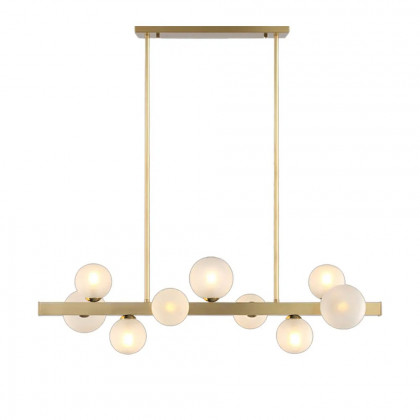 HMR Modern Island Light Fixture for Kitchen Linear Chandelier Glass Shade - Gold, 9-Light