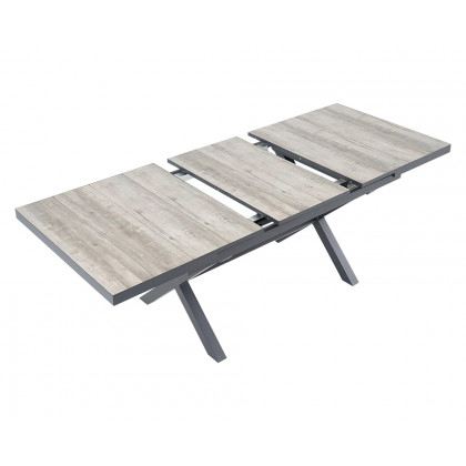 HMR - Mid Century Modern Rectangle 6 Person Extendable Outdoor Patio Dining Table Gray & Black
