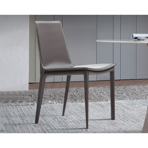 HMR - Modern Dining Chairs with Faux Saddle Leather Upholstery (Set of 2)