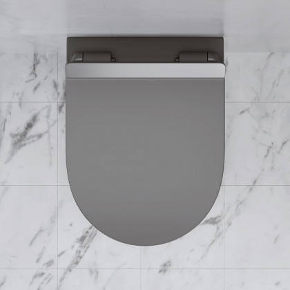 HMR - Modern Round Wall Mounted Toilet Wall Hung One-Piece Ceramic Simplism in Deep Gray