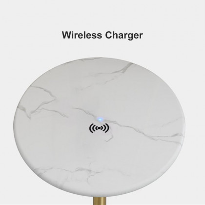 HMR - Modern Arc Floor Lamp with Shelf & Wireless Charger & USB Charging Port