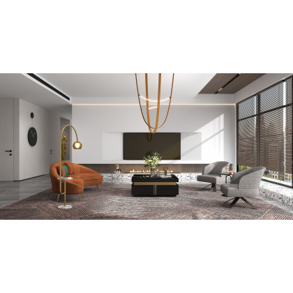 HMR - Modern Arc Floor Lamp with Shelf & Wireless Charger & USB Charging Port
