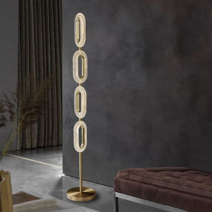 HMR - Ovated Modern Floor Lamp LED Light 4-Light Plug-in Brass Standing Lamp in Gold